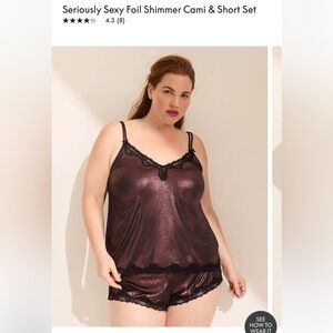 Torrid Foil Shimmer Cami & Short Set - Metallic Bronze